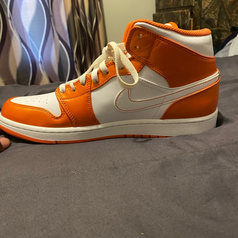 Stylish Orange and White High-Top Sneakers